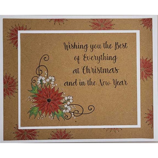 Poinsettia Corner Cling Rubber Stamp