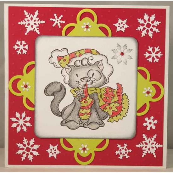 Christmas Kitty Rubber Stamp