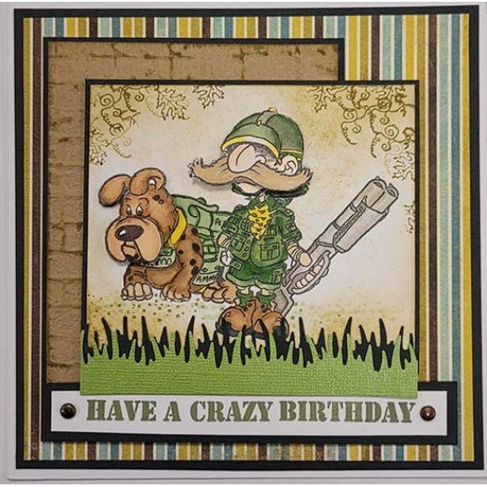 Crazy Birthday Safari Man rubber stamp set - SALE