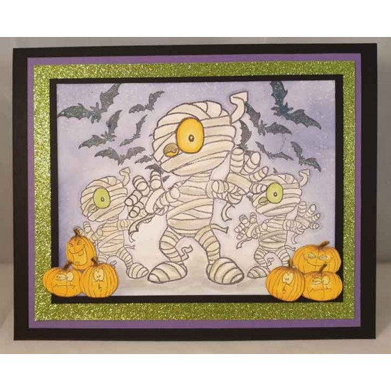 Cloud of Bats Halloween Rubber Stamp