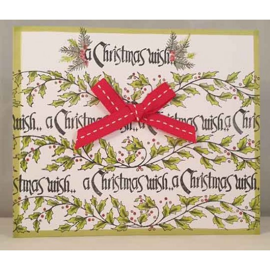 Holly Border Cling Rubber Stamp