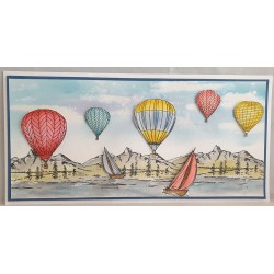 Hot Air Balloons Cling Rubber Stamp Set