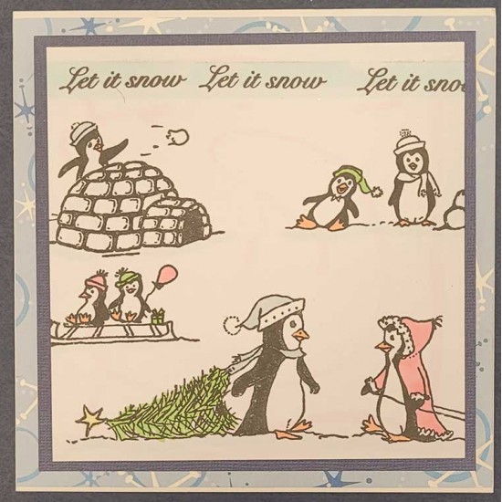 Playful Penguins Rubber Stamp Set - ON SALE