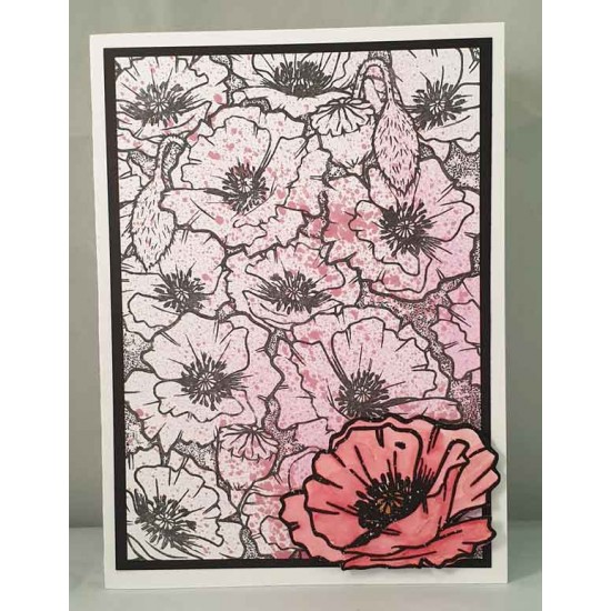 Poppy Background unmounted rubber stamp