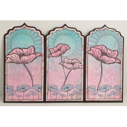 Emilys Poppy Border Cling Rubber Stamp