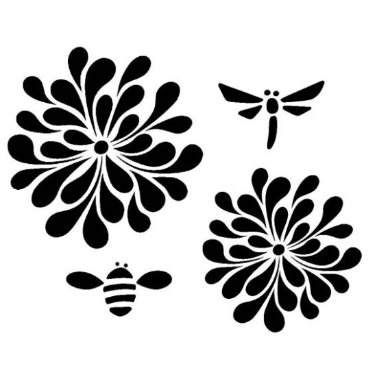 Mod Blooms and Bugs Cling Rubber Stamp Set