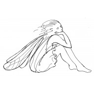 Thoughtful Fairy Cling Rubber Stamp by JudiKins