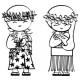 Hula Couple Kokeshi Cling Rubber Stamp Set