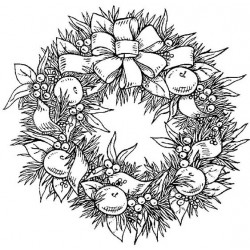 Christmas Fruit Wreath Cling Rubber Stamp