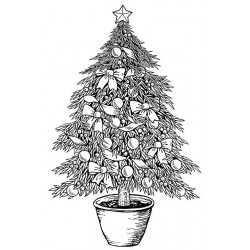 Christmas Tree in Pot Cling Rubber Stamp