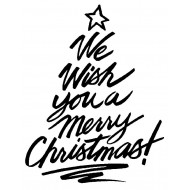 We wish Christmas Tree Cling Rubber Stamp