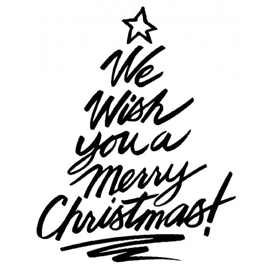 We wish Christmas Tree Cling Rubber Stamp