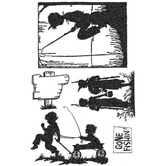 Gone Fishin' Silhouette Rubber Stamp Set