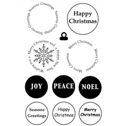 Christmas Sentiment Circles Rubber Stamp Set - SALE