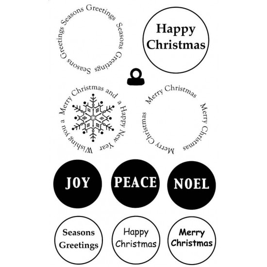 Christmas Sentiment Circles Rubber Stamp Set - SALE