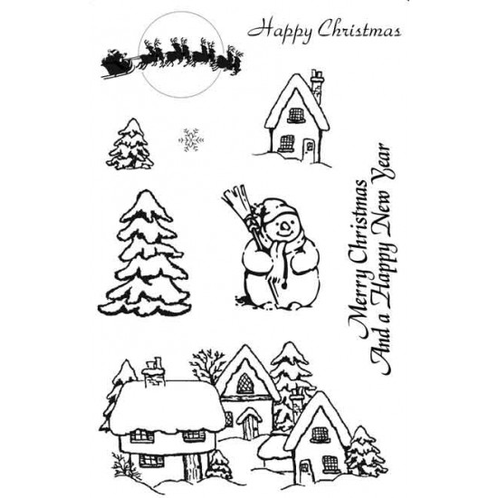 Snowy Village Rubber Stamp Set