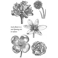 Engraved Flowers Rubber Stamp Set