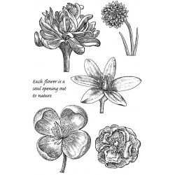 Engraved Flowers Rubber Stamp Set