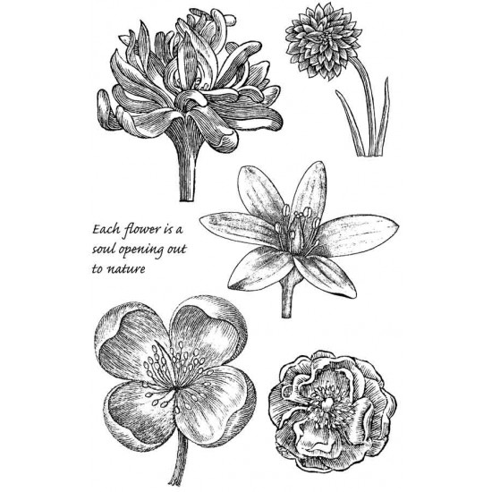 Engraved Flowers Rubber Stamp Set