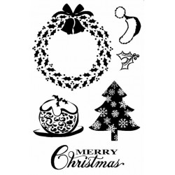 Holly Christmas Cling Rubber Stamp Set - ON SALE