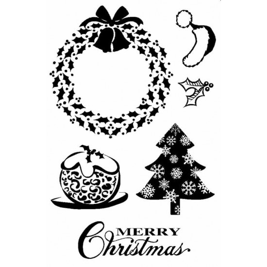 Holly Christmas Cling Rubber Stamp Set - ON SALE