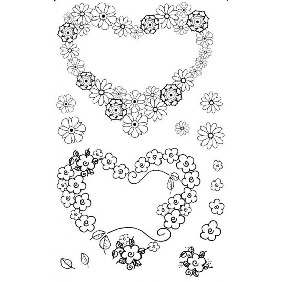 Floral Hearts Rubber Stamp Set