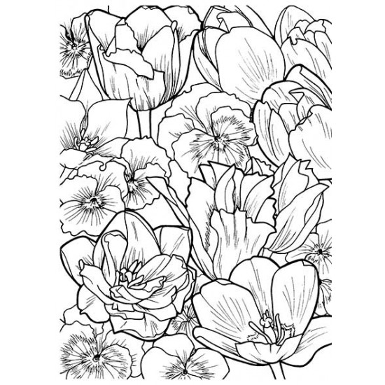 Spring Flowers Background cling mounted Rubber Stamp