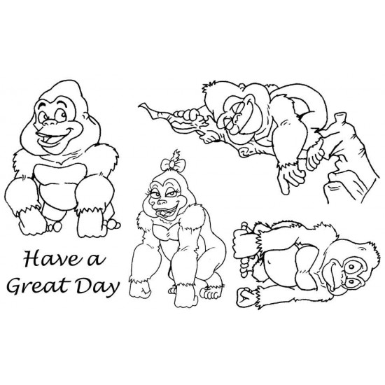 Cheeky Gorillas rubber stamp set