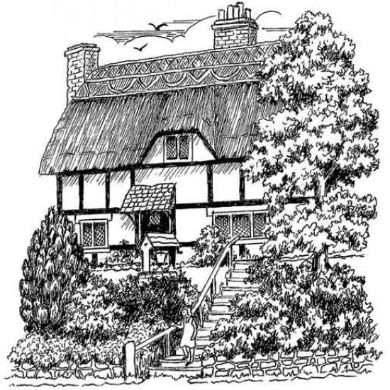 Thatched House Rubber Stamp