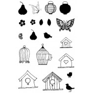 Birdcages & Butterflies Rubber Stamp Set