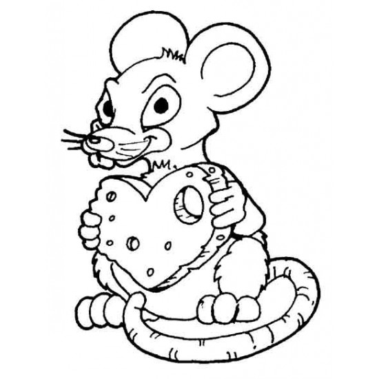 Mouse with Cheese Rubber Stamp