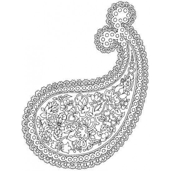 Paisley Flower Design Rubber Stamp