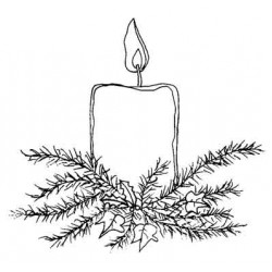 Festive Candle Rubber Stamp - Discontinued