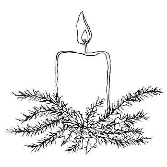 Festive Candle Rubber Stamp - Discontinued