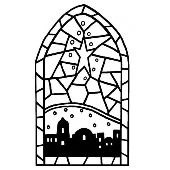 Mini Bethlehem Stained Glass Rubber Stamp