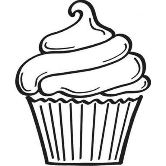 Large Cupcake Rubber Stamp