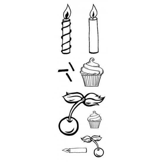 Mini Cupcake & Toppings Rubber Stamp Set