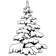 Snowy Tree Small Rubber Stamp