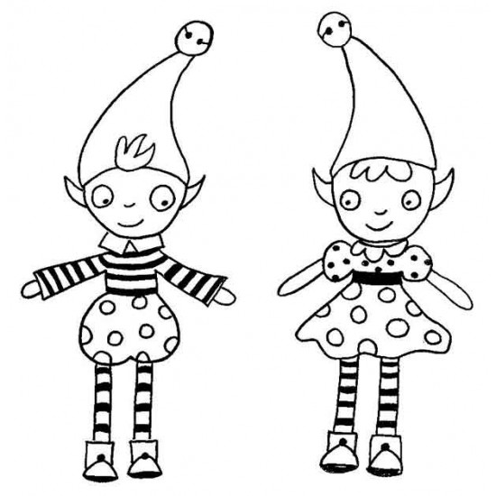 Holly and Phil Elves Rubber Stamp