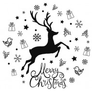 Festive Stag Circle Rubber Stamp