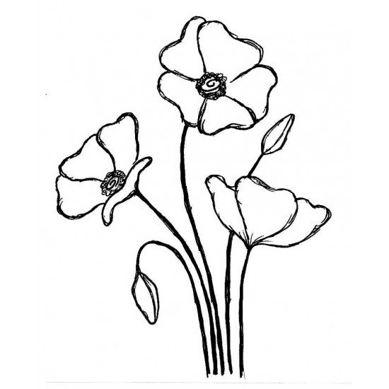 Emilys Poppies Cling Rubber Stamp