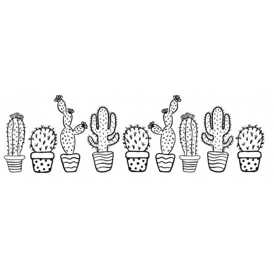 Cactus Border Rubber Stamp