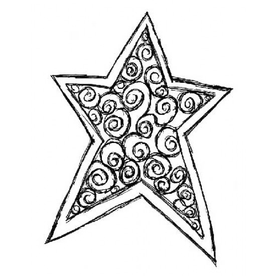 Swirl Star Small Rubber Stamp