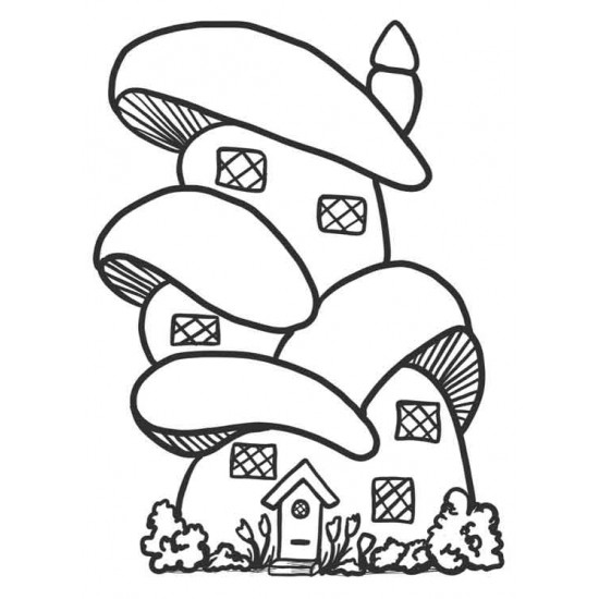 Mushroom House Rubber Stamp