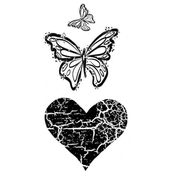 Cracked Heart and Flutters Rubber Stamp Set