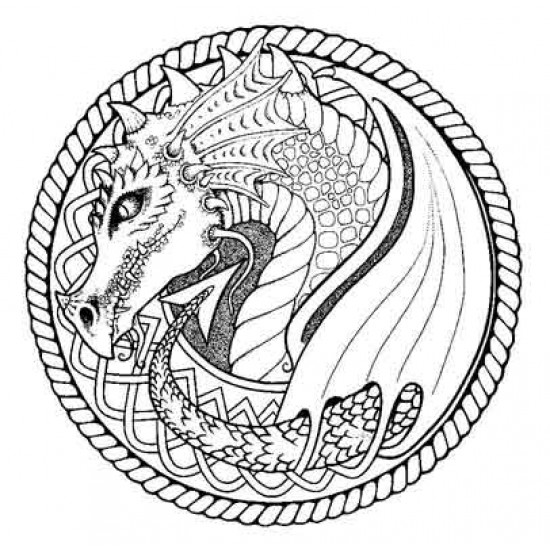 Celtic Knot Dragon and Poppy Cling Rubber Stamps