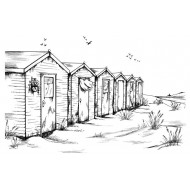 Beach Hut Scene Cling Rubber Stamp