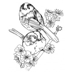 Long Tailed Tits Cling Rubber Stamp