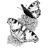 Peacock Butterflies Cling Rubber Stamp