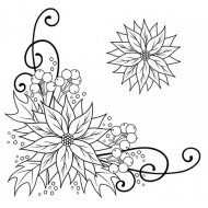 Poinsettia Corner Cling Rubber Stamp